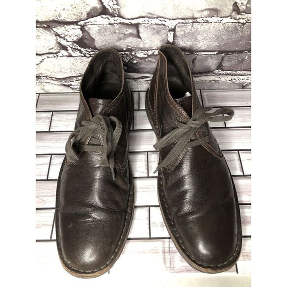 John Varvatos Brown Leather Hipster Chukka LaceUp Ankle Boots Men Sz 10M US/43EU